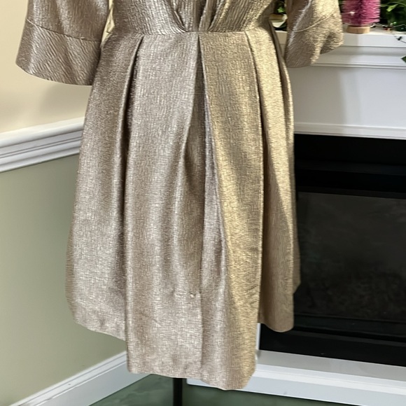 DONNA RICCO Collection Gold Metallic Textured Rhinestone Button Dress NWOT - Picture 11 of 14